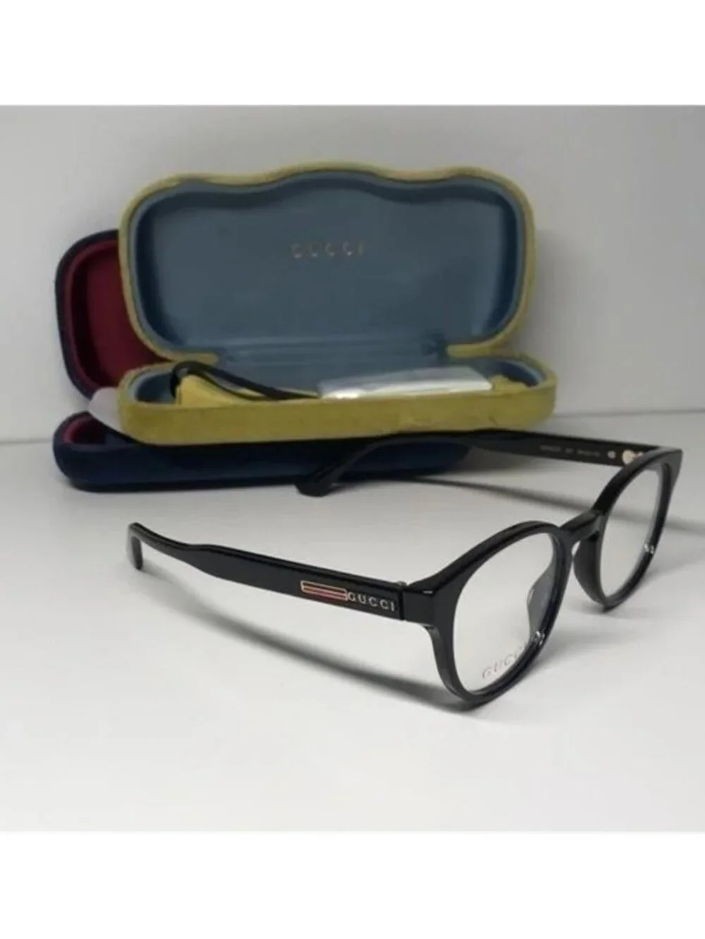 New Authentic Gucci GG0827O 001 Black Round Eyeglasses - Picture 10 of 12
